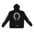 Chrome Hearts Horseshoe Floral Cross Sleeve Zip Up Hoodie Black/White