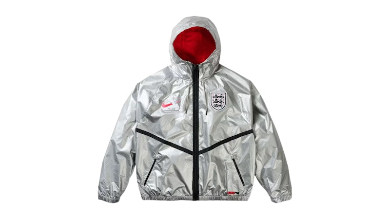 Palace x Nike England Dri-FIT Academy Anthem Jacket Pewter Grey/Bright Crimson/Black